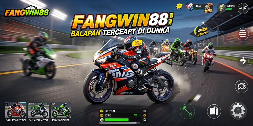 Screenshot FANGWIN88 menunjukkan aksi balap motor yang mendebarkan.