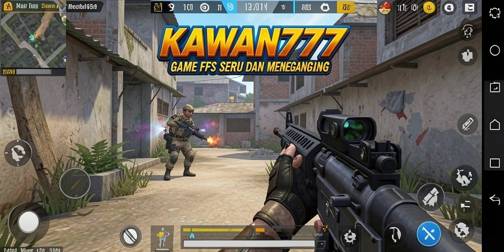 Screenshot gameplay KAWAN777 menampilkan aksi seru dalam pertempuran FPS.