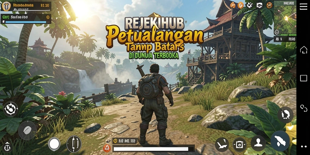 Screenshot gameplay REJEKIHUB yang menunjukkan dunia terbuka yang luas.