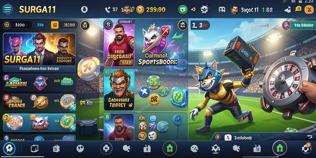 Tampilan gameplay SURGA11 saat taruhan olahraga.